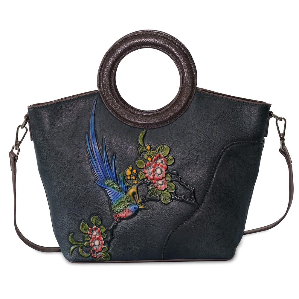 7890 Leather Satchel Top Handle Bags Handmade Purse Vintage Embossed